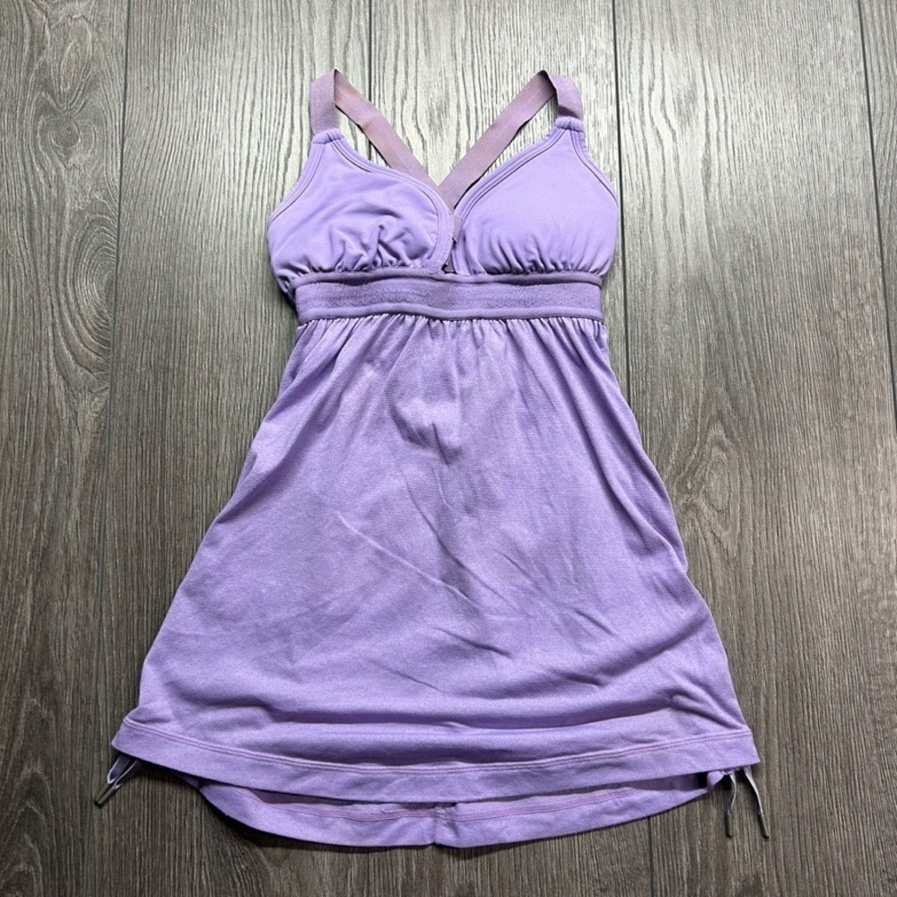 Lululemon Purple Cross Back Y2k Active Tank Top with Built-in Bra and Side Cinch